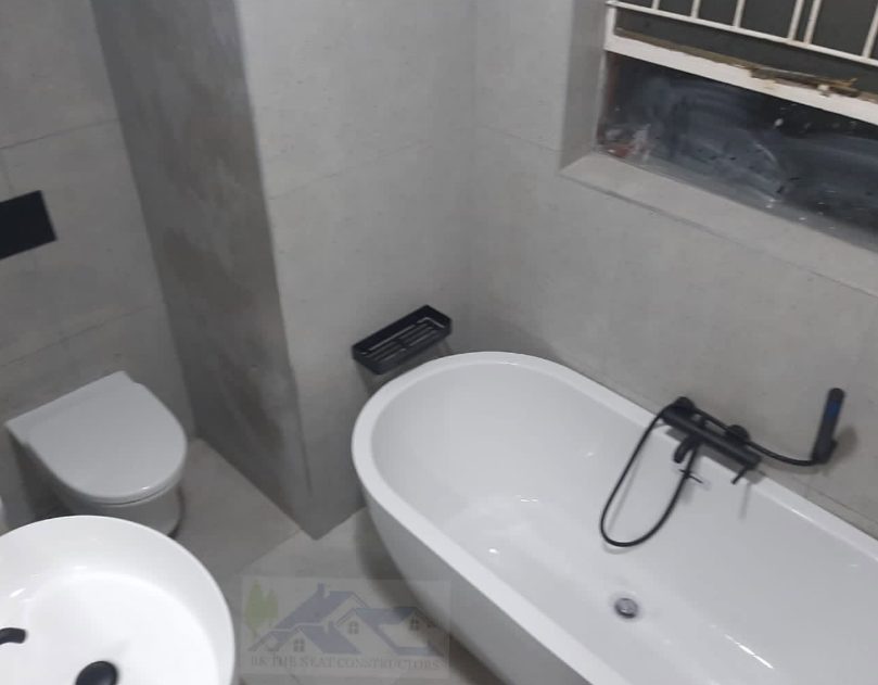 Completed bathroom plumbing installation