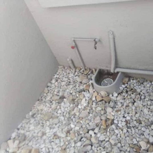 Outdoor drain installation after work